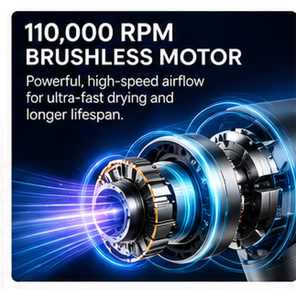 IMMOSO 1500W High-Speed Hair Dryer – 110,000 RPM Brushless Motor