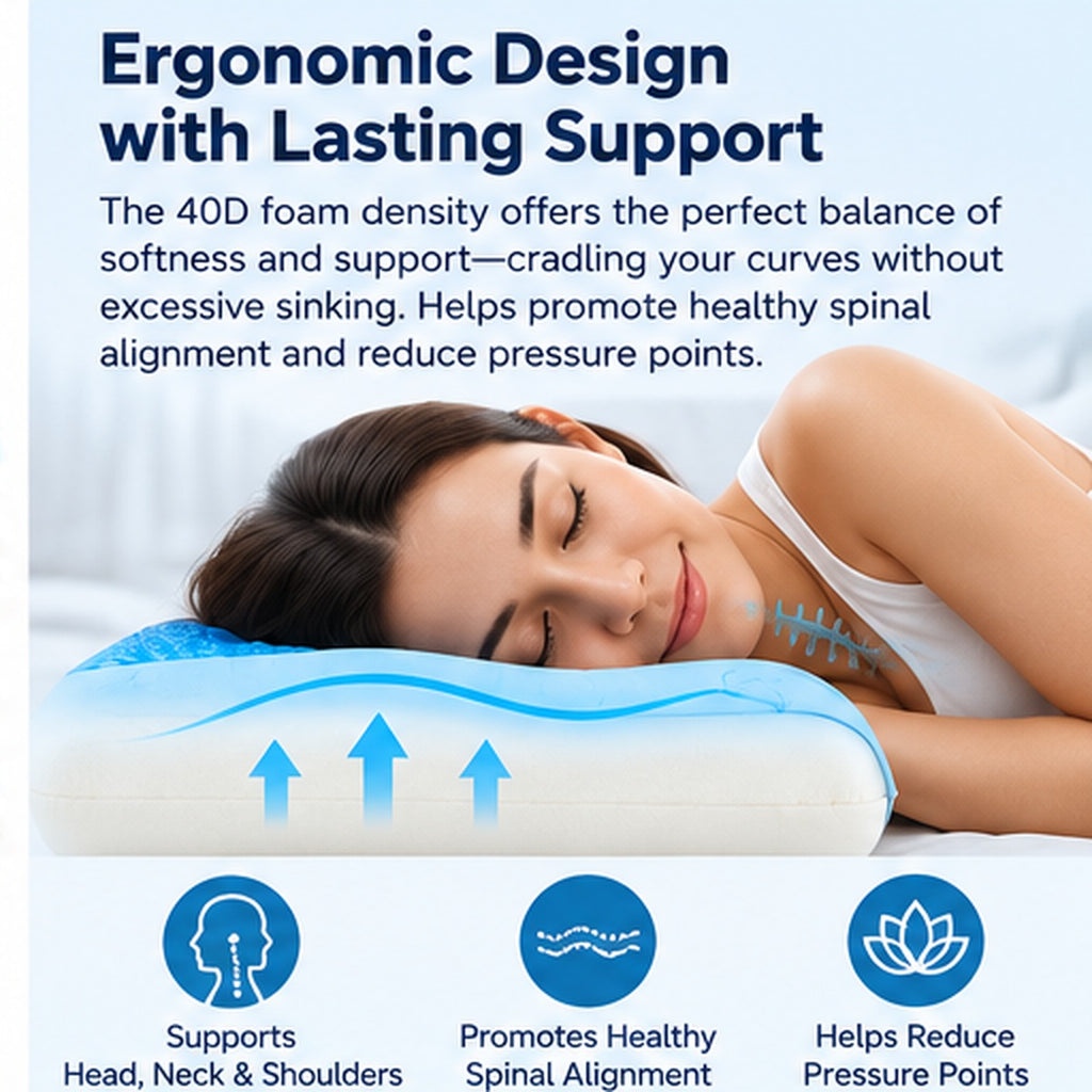SAPHREAS Cooling Gel Memory Foam Pillow – Ergonomic Support, Standard Size
