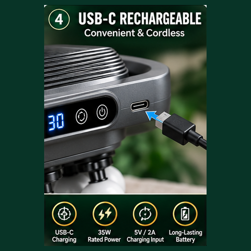 16-Head Rechargeable Massager - Adjustable Modes