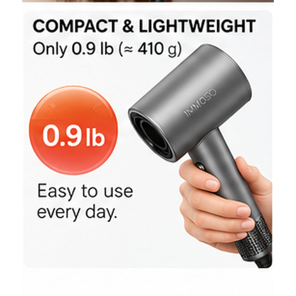 IMMOSO 1500W High-Speed Hair Dryer – 110,000 RPM Brushless Motor