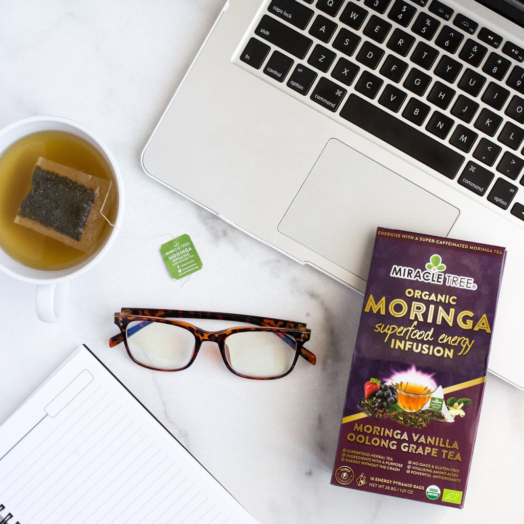 Organic Moringa Energy Tea - Vanilla Oolong Grape - Natural Coffee Alternative