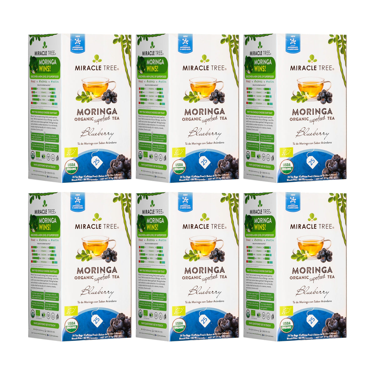 Organic Moringa Tea - Blueberry - Caffeine-Free Herbal Tea