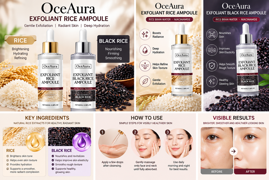 OceAura Rice Ampoule Exfoliating Facial Serum 100ml (Set)
