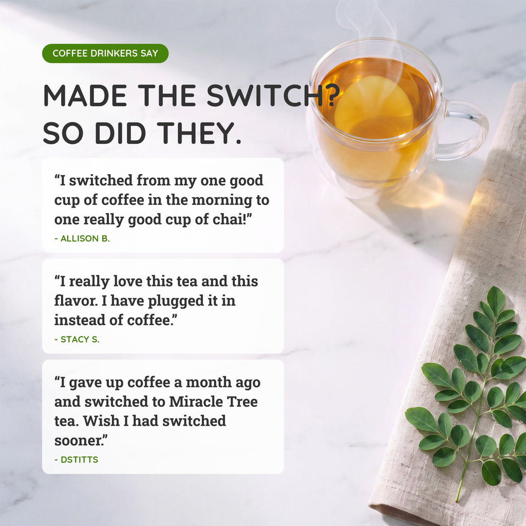 Organic Moringa Energy Tea - Vanilla Oolong Grape - Natural Coffee Alternative