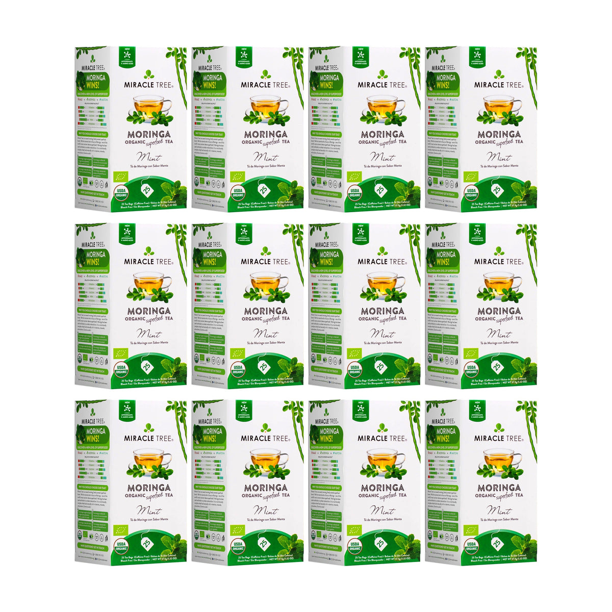 Organic Moringa Tea - Mint - Caffeine-Free Herbal Tea