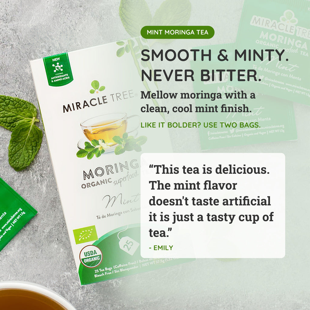 Organic Moringa Tea - Mint - Caffeine-Free Herbal Tea