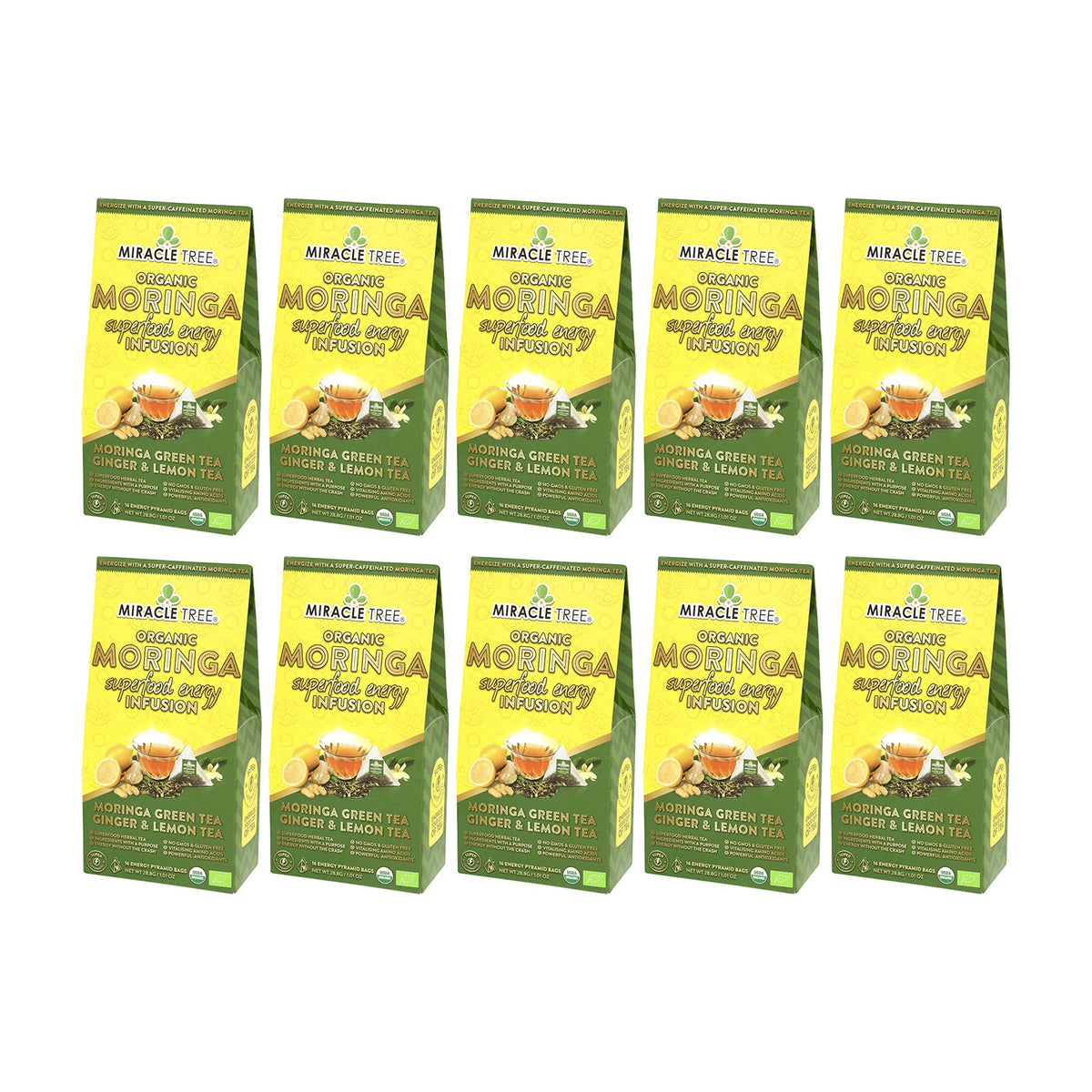 Organic Moringa Energy Tea - Ginger Lemon - Natural Coffee Alternative