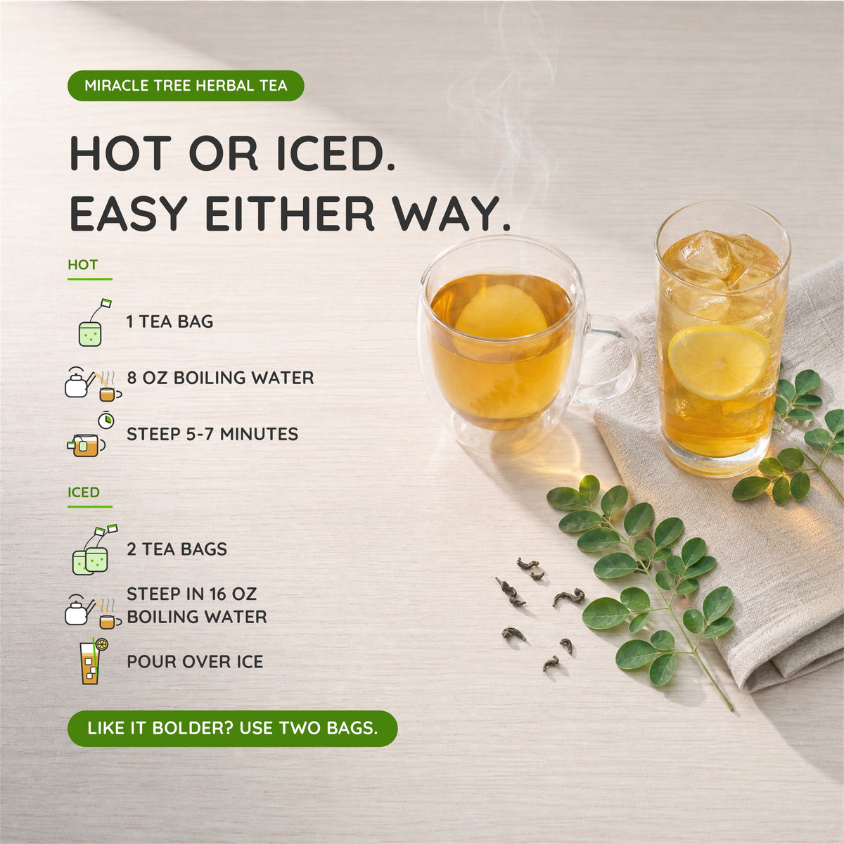 Organic Moringa Tea - Blueberry - Caffeine-Free Herbal Tea